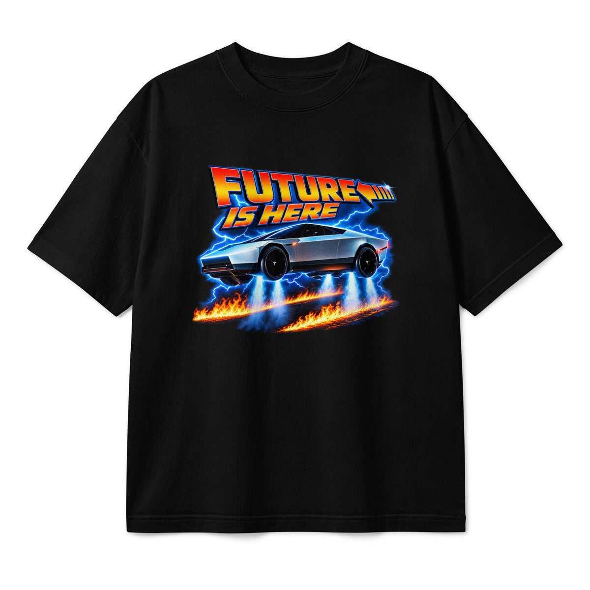 Back To The Future Is Now, Boxy Fit Tee Black, front view