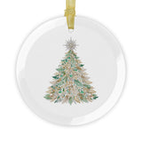 Jeweled Christmas Tree Glass Ornament, 5 pieces, front view