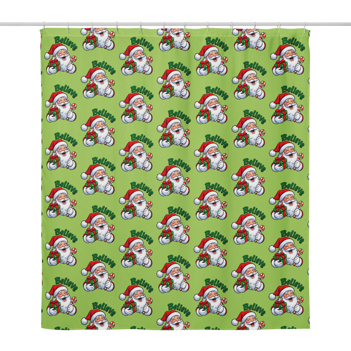 Santa Shower Curtain, White, 71x74, front view