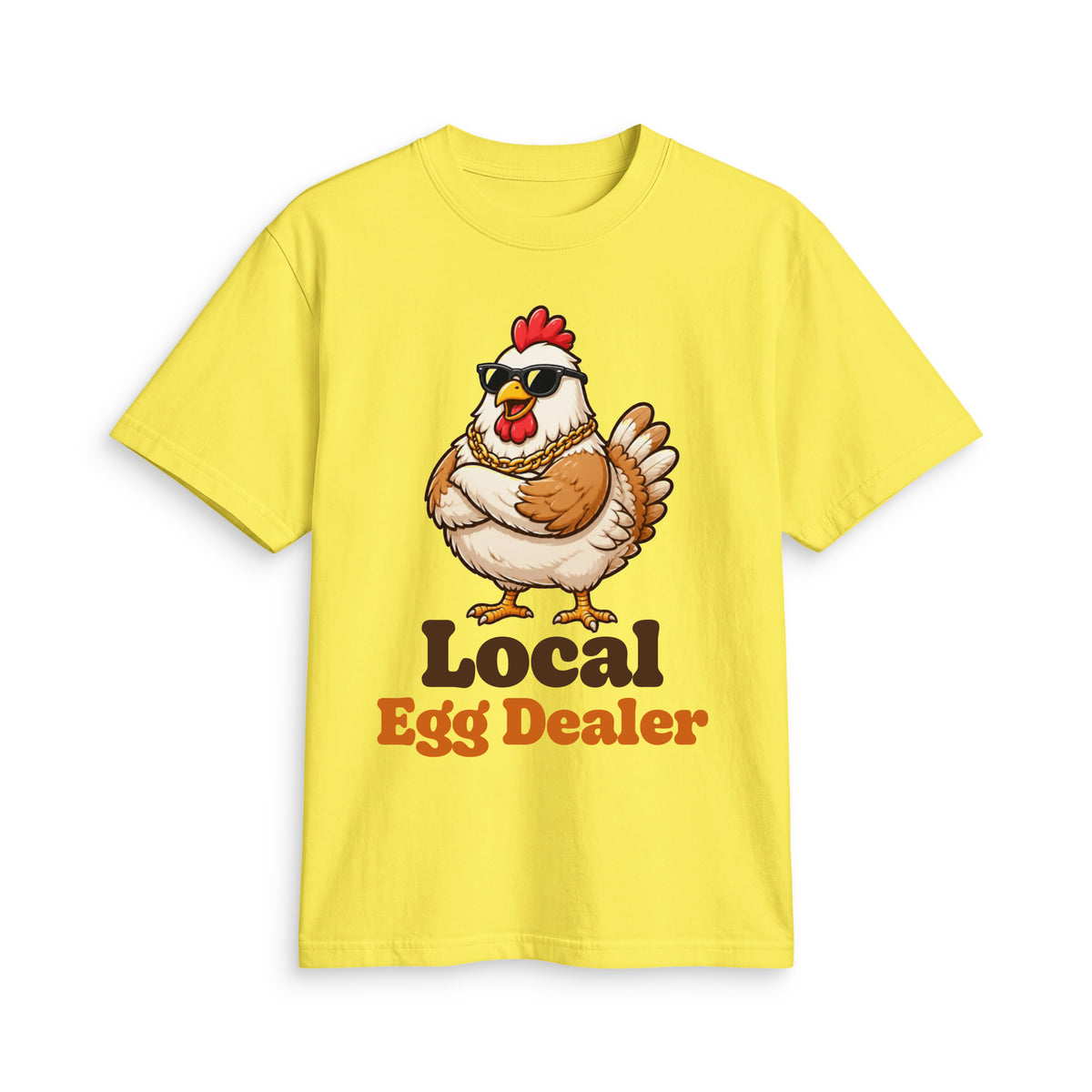 Egg Dealer active t-shirt, Yellow, front view