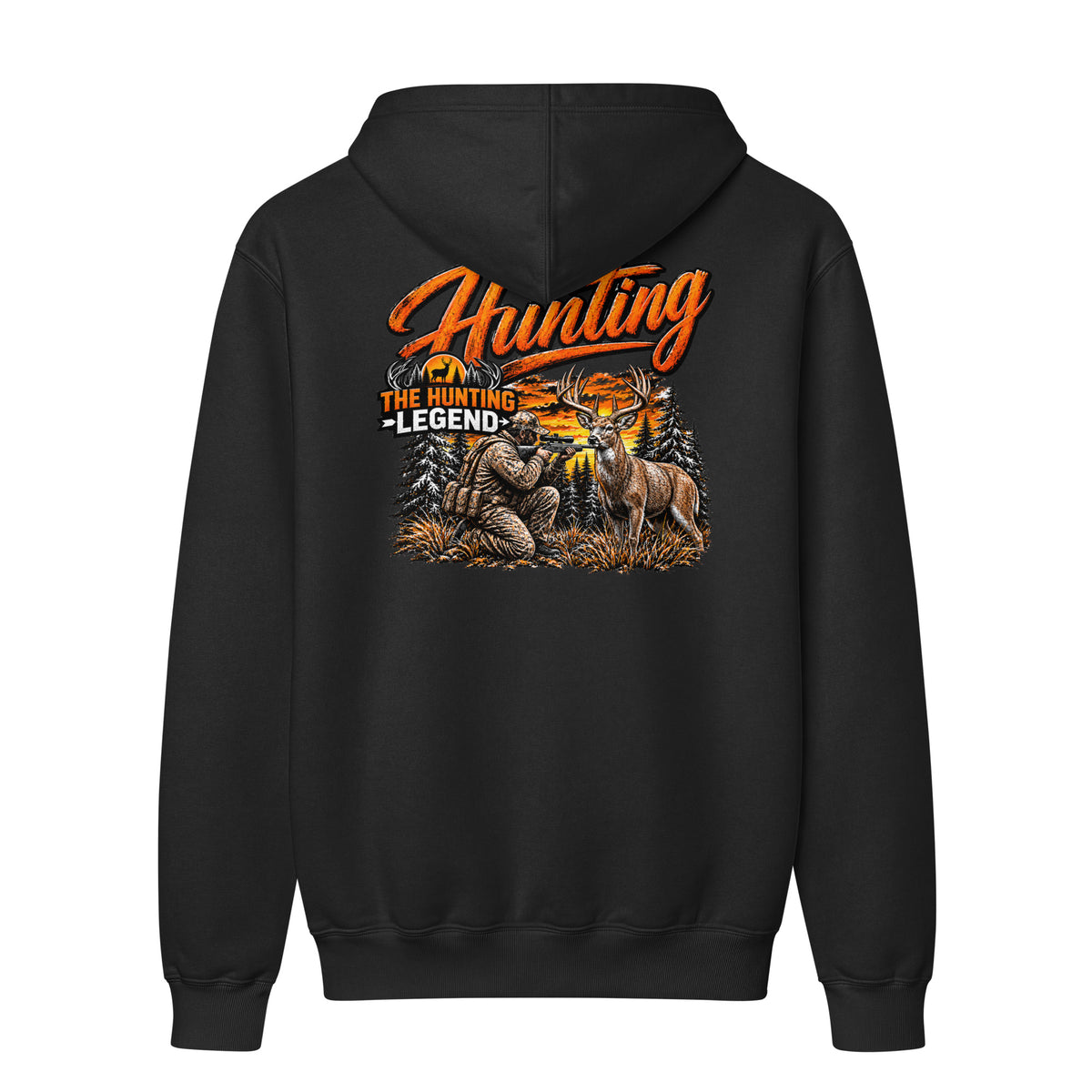 Hunting Legend Hoodie, Black, back view - Front