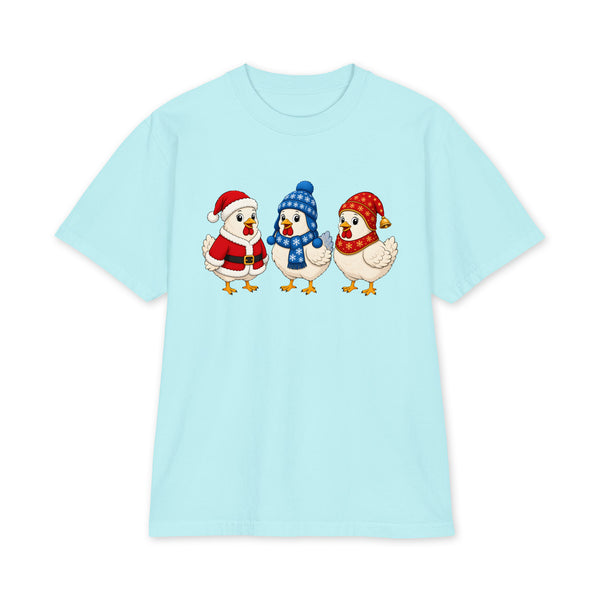 3 Christmas Chicks Short Sleeve, Powder Blue, front view