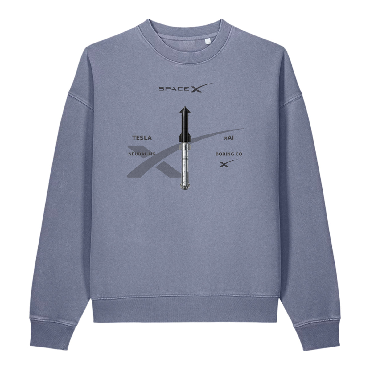 Space X Sweatshirt, Blue Grey, front view