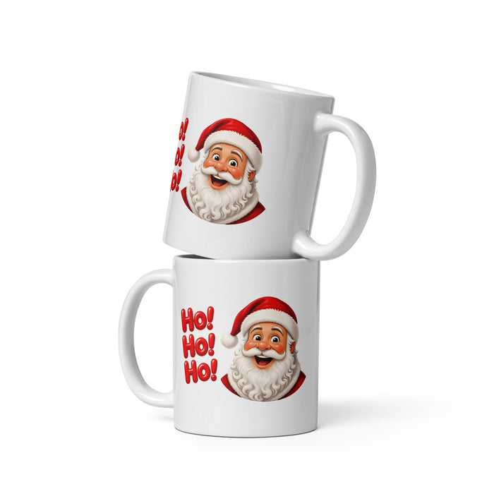 Ho! Jolly Santa Christmas Coffee Mug, White, 11 oz, front view