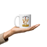 Live Laugh Love Chickens Funny Chicken Coffee Mug, White, 11 oz, handle on left