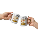 Live Laugh Love Chickens Funny Chicken Coffee Mug, White, 15 oz, front view