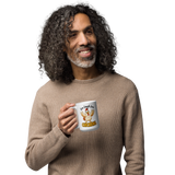 Live Laugh Love Chickens Funny Chicken Coffee Mug, White, 15 oz, handle on left