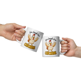 Live Laugh Love Chickens Funny Chicken Coffee Mug, White, 20 oz, front view